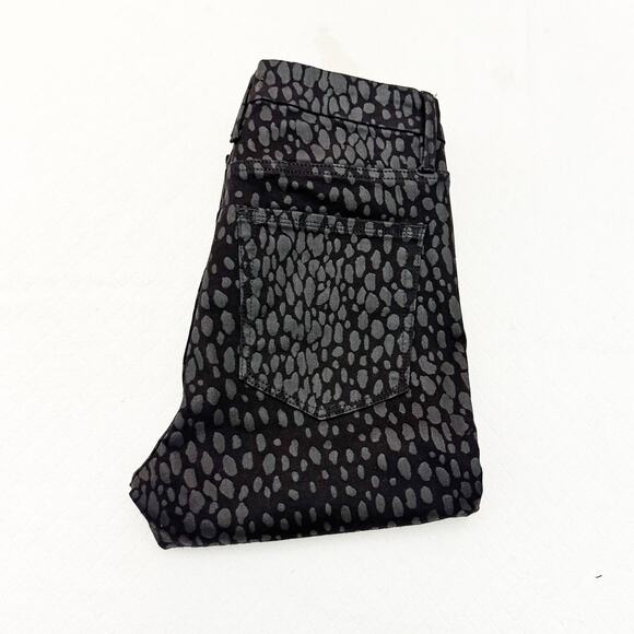 Good American Good Legs Crop Printed Black Foil 01 Denim Jeans Size 6 / 28 - Picture 1 of 8